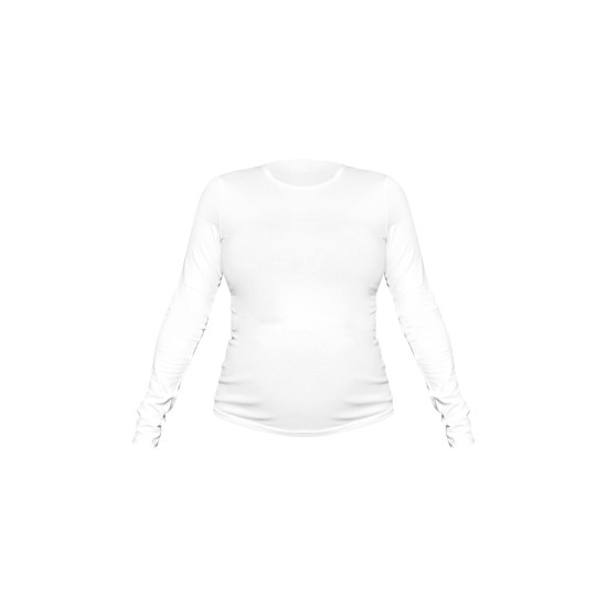 Maternity White Long Sleeve Basic Fitted Top