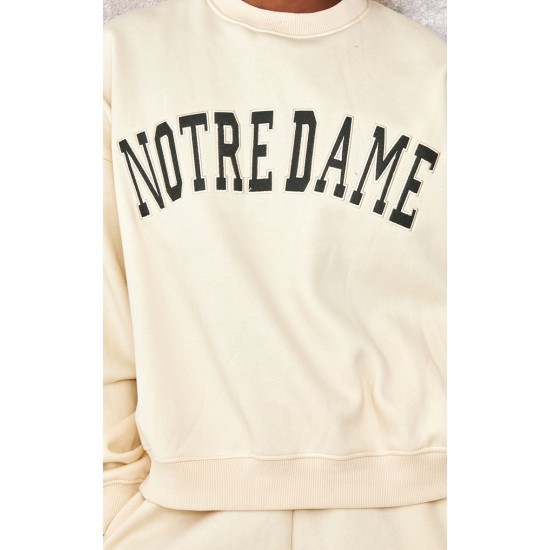 Tall Cream Notre Dame Oversized Sweatshirt