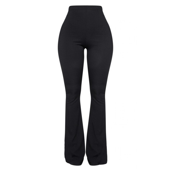 Shape Black Ribbed Flared Pants