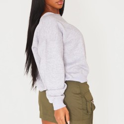 Shape Grey Marl Sweat Raw Edge Slouch Sweatshirt