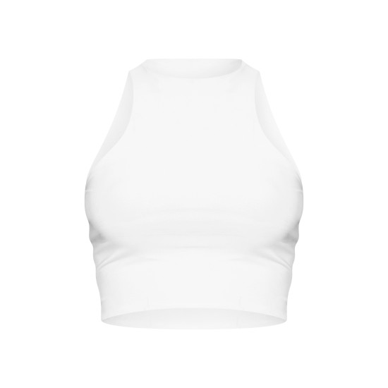 White Slinky Racer Crop Top