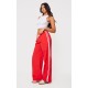 Bright Red Shell Side Stripe Detail Wide Leg Pants