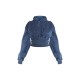 Shape Blue Sweat Cropped Shirred Waist Hoodie