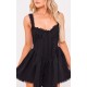 Black Woven Lace Detail Strappy Romper