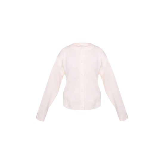 Cream Soft Knitted Button Up Cardigan