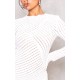 White Crinkle Texture Long Sleeve Bodycon Dress