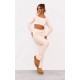 Cream Rib Scoop Neck Long Sleeve Crop Top