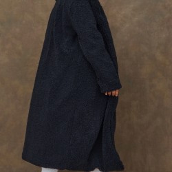 Plus Black Longline Borg Coat