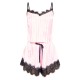 Pink Stripe Contrast Lace Satin Cami Short PJ Set