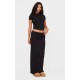 Black Foldover Cotton Maxi Skirt