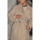 Beige Belted Double Breasted Trench Coat