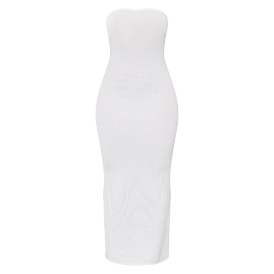 Shape White Textured Bandeau Midaxi Dress