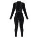 Black Velvet Sequin Plunge Front Tailored Jumpsuit