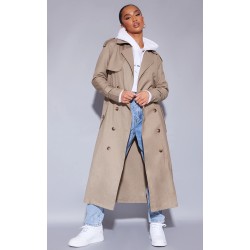 Petite Stone Woven Oversized Trench Coat