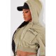 PRETTYLITTLETHING Shape Olive Washed Cargo Cropped Hoodie