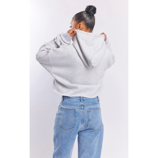 Ash Grey Oversized Cropped Sweat Hoodie