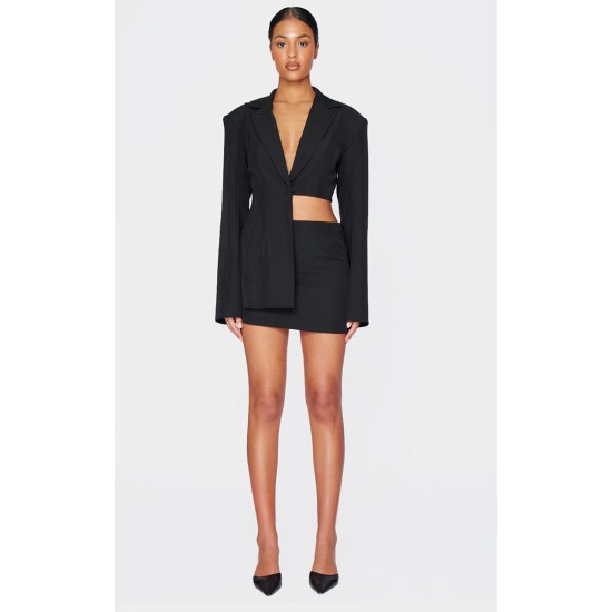 Tall Black Tailored A-line Mini Skirt