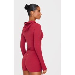 Dark Red Sculpt Hooded Gym Jacket