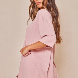 PRETTYLITTLETHING Light Pink Printed Oversized T-shirt