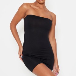 Black Jersey Bandeau Bodycon Dress