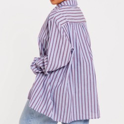 Plus Blue Striped Oversized Shirt