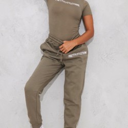PRETTYLITTLETHING Sage Khaki Prettylittlething High Waist Cuffed Sweatpant